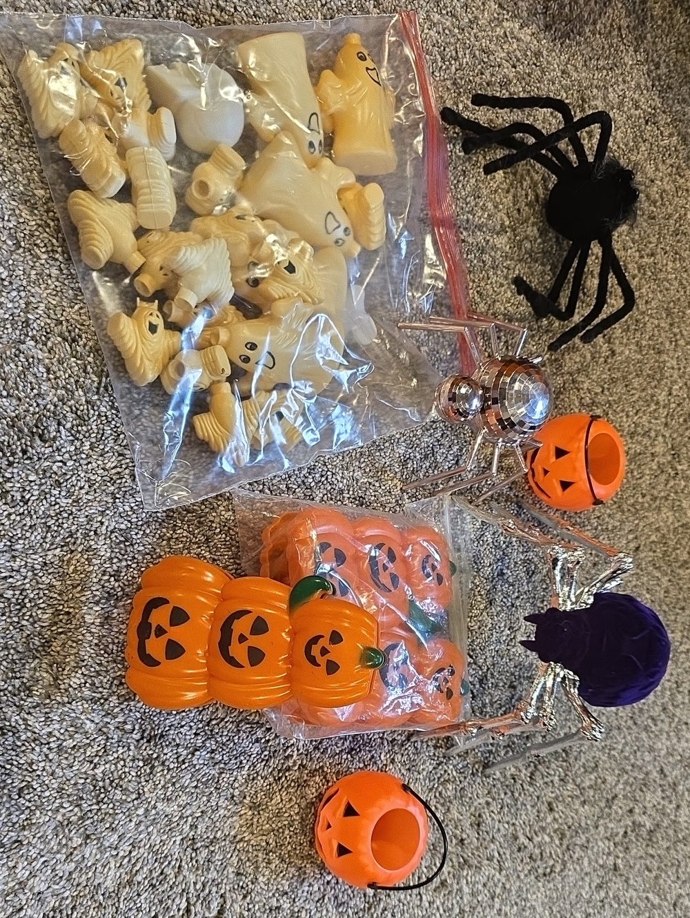 Fun Halloween Yrinkets, Spiders, Tiny Buckets, Pumpkins